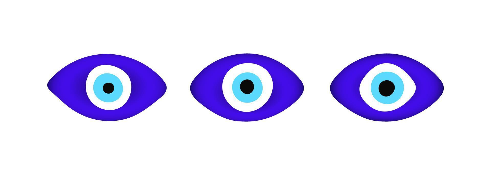 blauwe oosterse boze oog symbool amulet vlakke stijl ontwerp vectorillustratie geïsoleerd op een witte achtergrond. vector