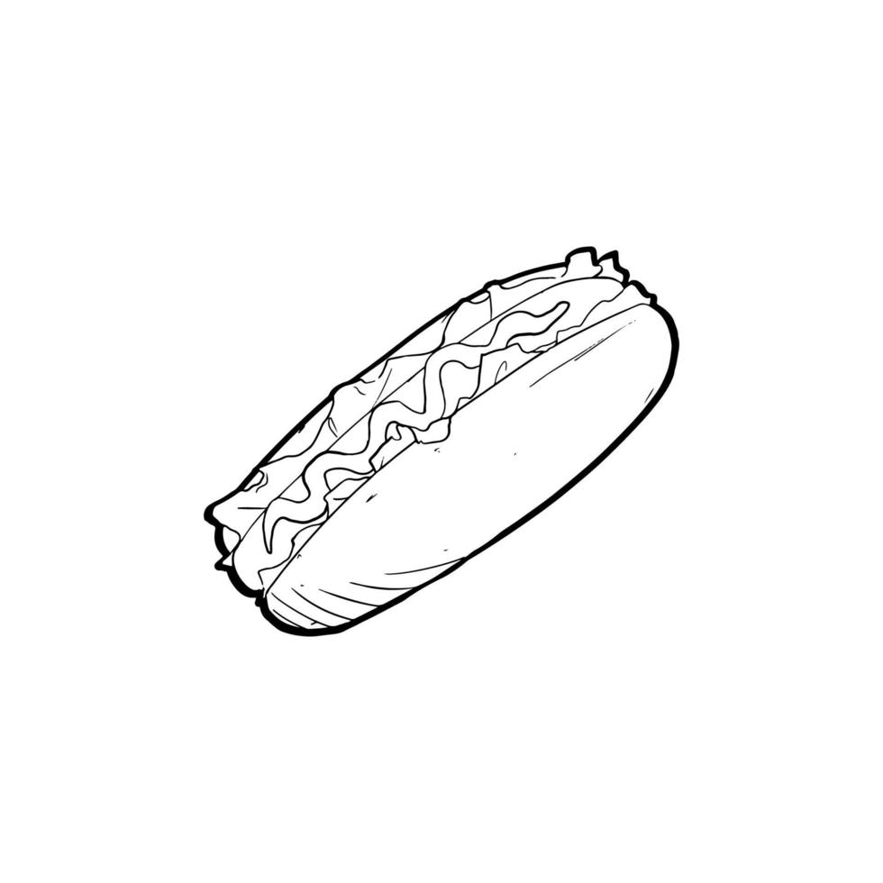 hand getrokken hotdog doodle vector