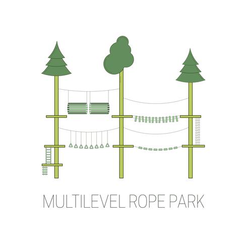 Multilevel touwpark. Vector illustratie.