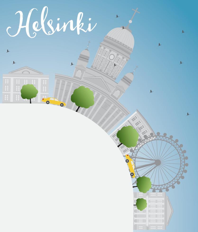 helsinki skyline met grijze gebouwen en kopieer ruimte. vector