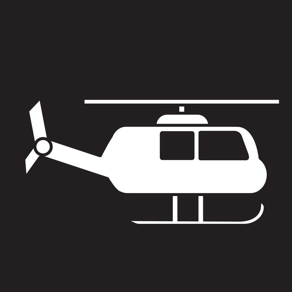 helikopter vector pictogram op wit op zwarte achtergrond