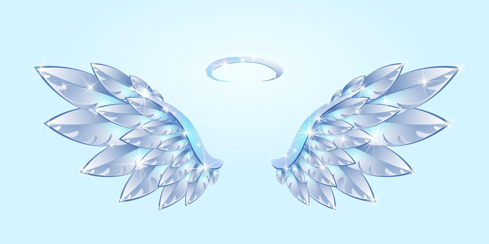 engel blauwe vleugels met nimbus vector