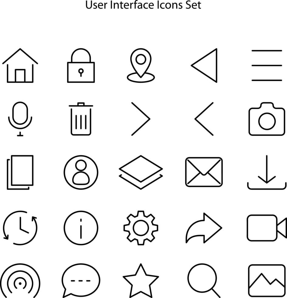 gebruikersinterface iconen set geïsoleerd op een witte achtergrond. gebruikersinterface pictogram dunne lijn overzicht lineaire gebruikersinterface symbool voor logo, web, app, ui. vector