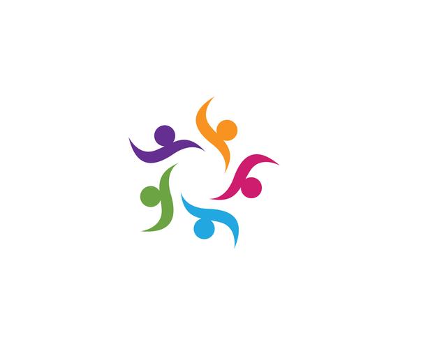 Gemeenschapsmensen groep, logo en sociale pictogram ontwerpsjabloon vector