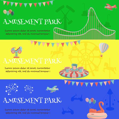 Pretpark kermis horizontale banner vector