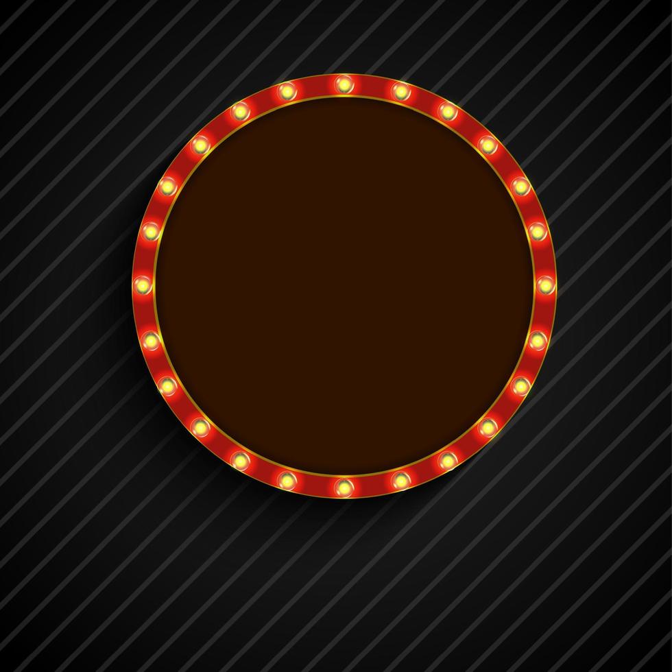 glanzende retro licht van concept cirkel banner op zwarte achtergrond vector