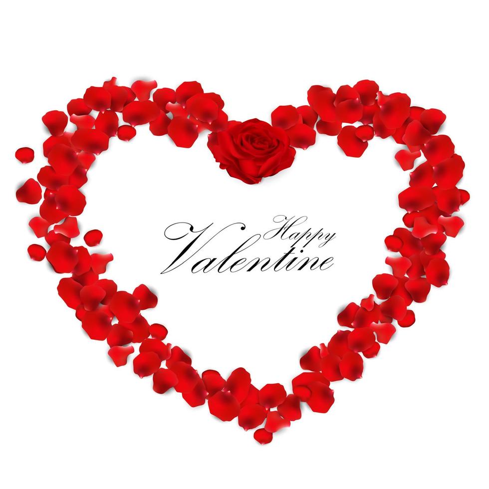Valentijnsdag achtergrond met rozenblaadjes hart .vector vector