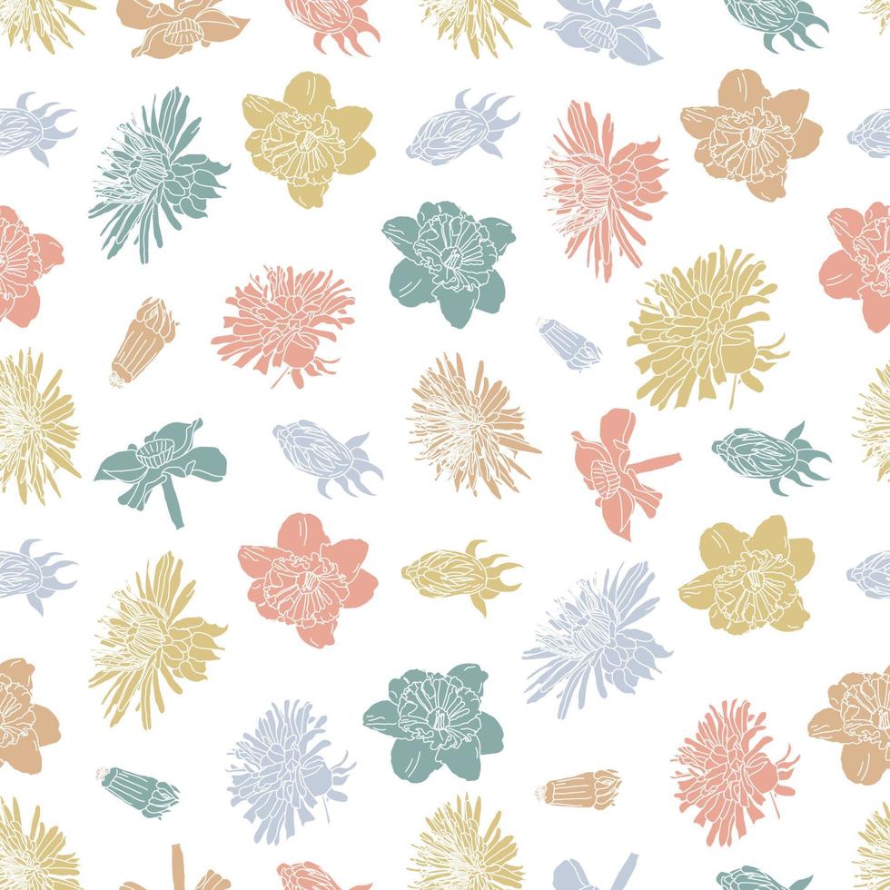 lente bloemen botanische naadloze patroon achtergrond geschikt met zomer bloesem bloemen voor mode prints, afbeeldingen, achtergronden en ambachten vector