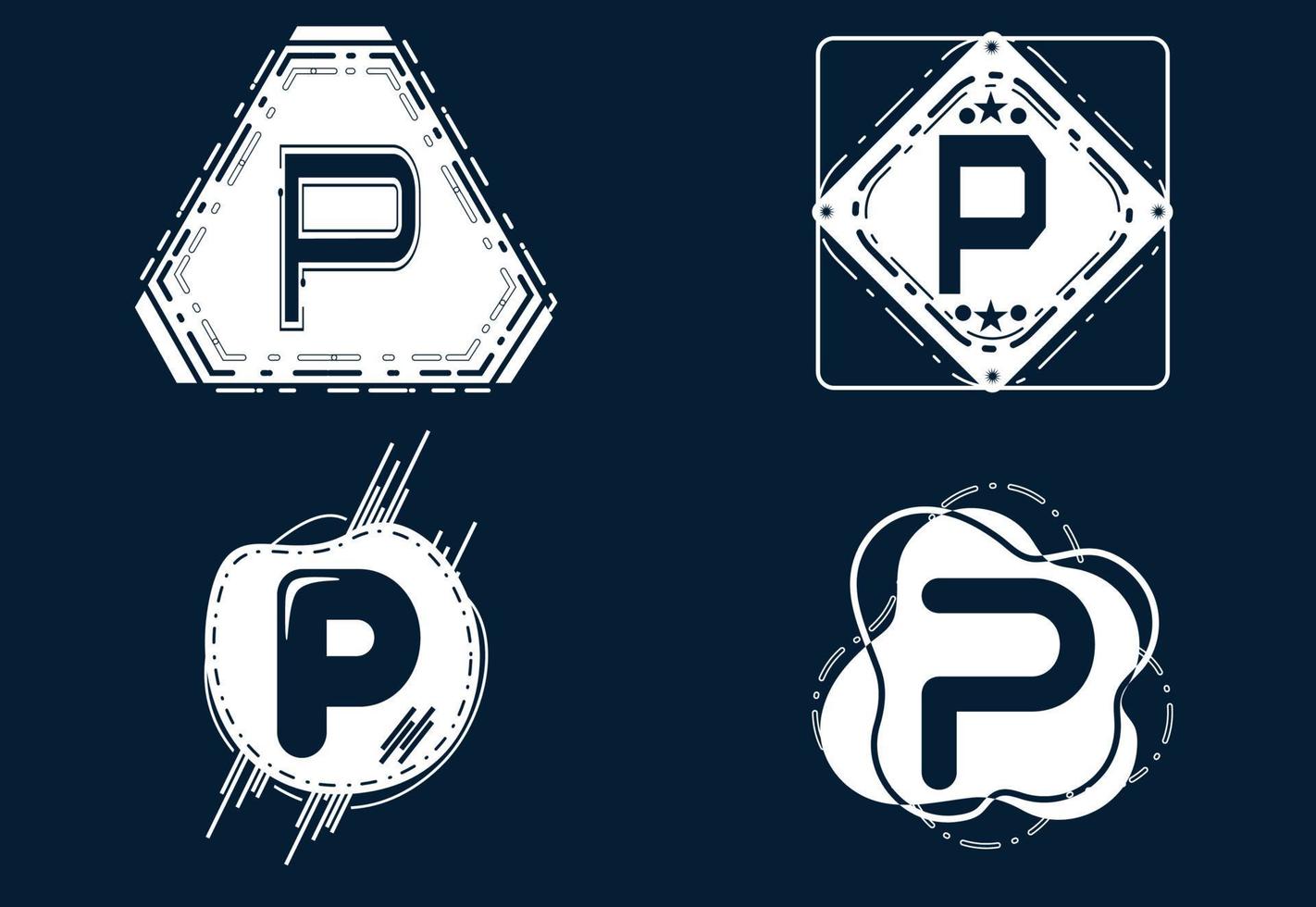 creatieve p letter logo en pictogram ontwerpsjabloon vector