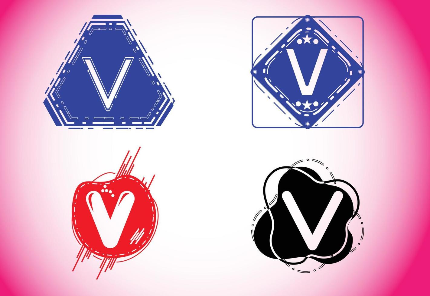 creatieve v letter logo en pictogram ontwerpsjabloon vector
