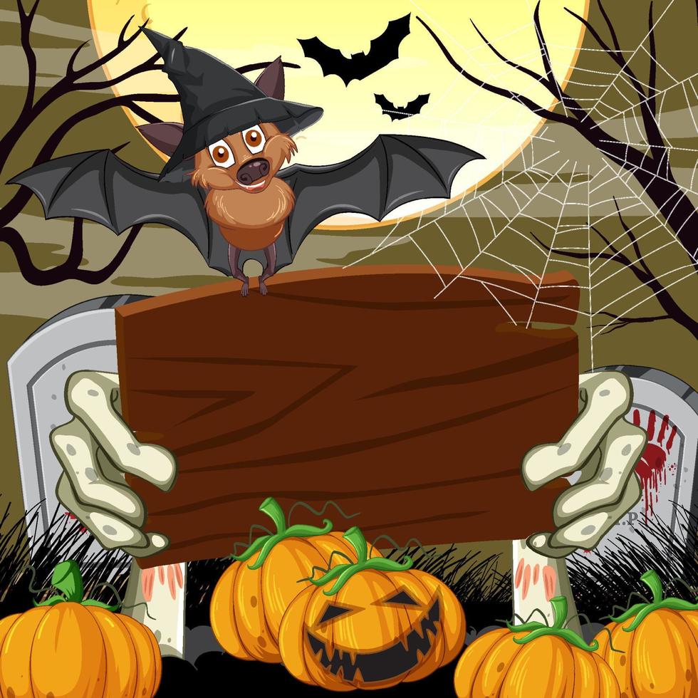 lege houten banner in halloween-thema vector