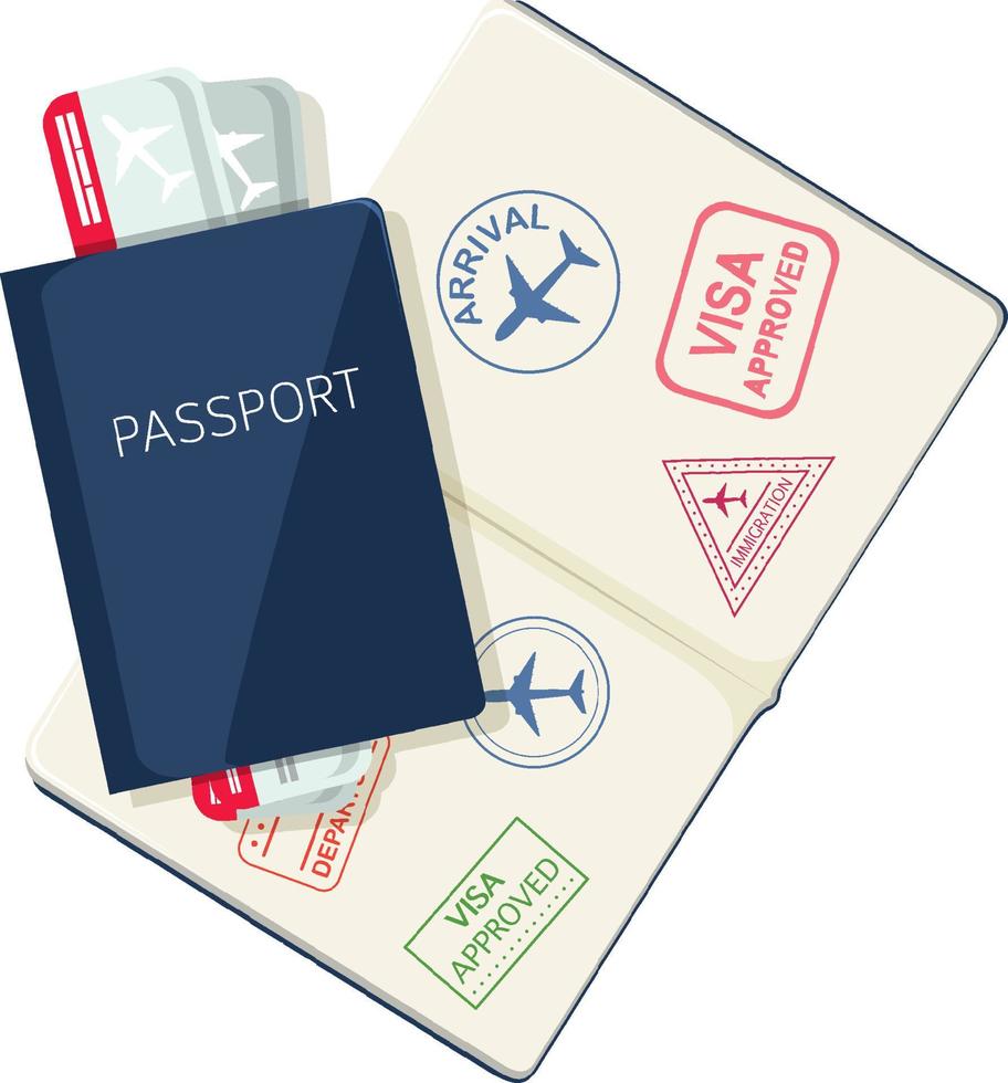 paspoort met vliegtickets op witte achtergrond vector