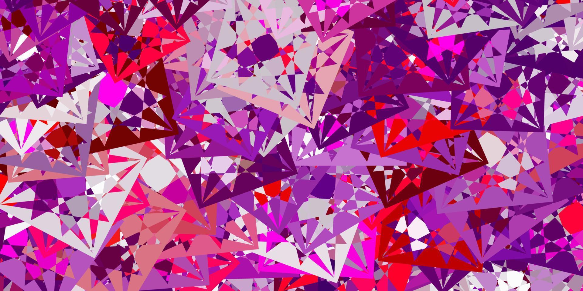 lichtpaars, roze vector sjabloon met driehoekige vormen.