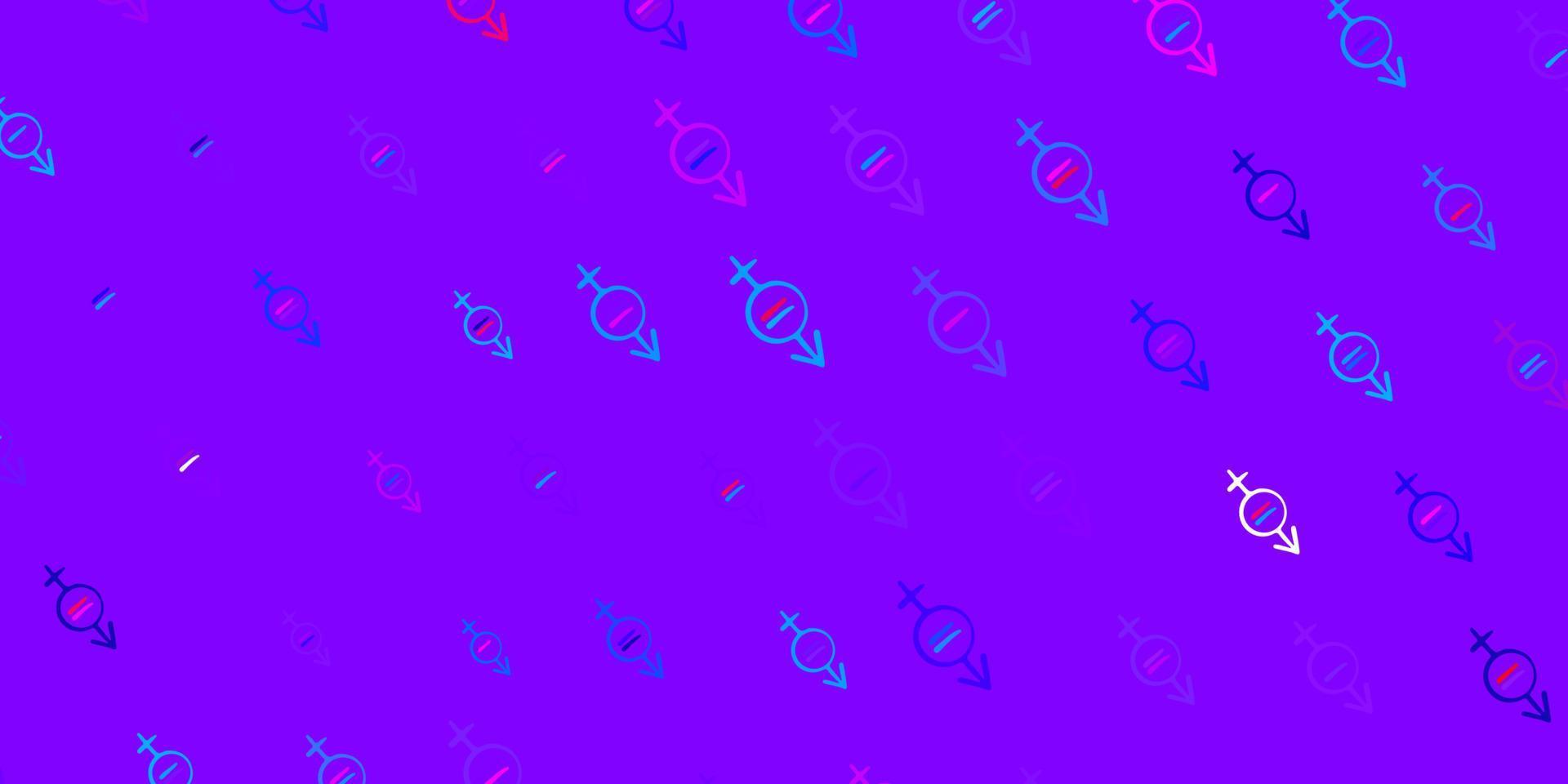 donkerblauwe, rode vectorachtergrond met de symbolen van de vrouwenmacht. vector