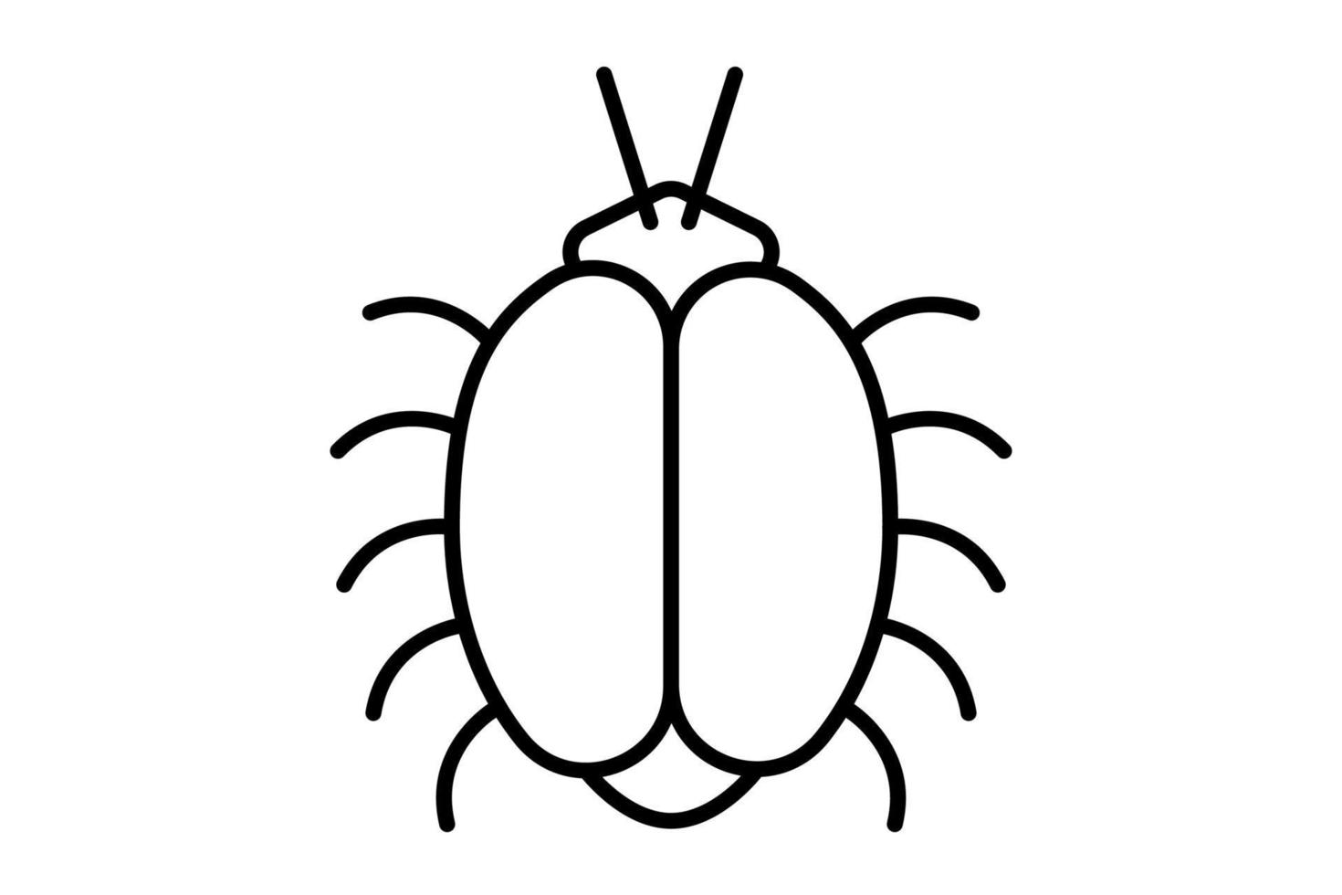 bug lijn kunst pictogram. zwarte dunne lijn kunst bug illustratie geïsoleerd op een witte achtergrond. bug vector icoon, vliegend insect met benen en vleugels.