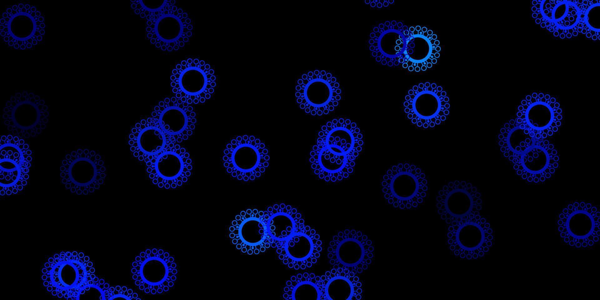 donkerblauw vectorpatroon met coronaviruselementen. vector