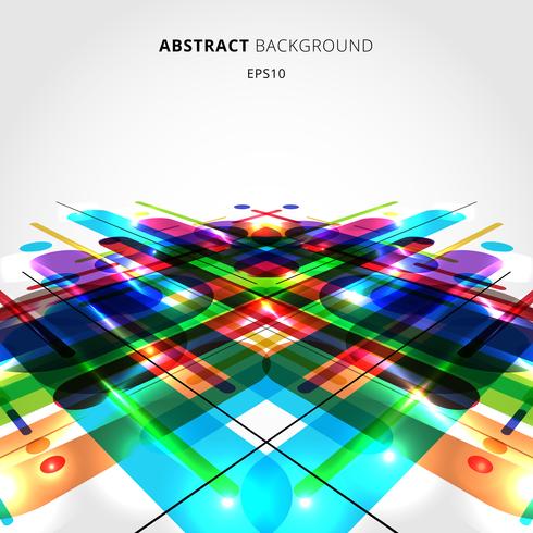 Abstracte bewegings dynamische samenstelling die van diverse kleurrijke rond gemaakte vormenlijnen wordt gemaakt op perspectiefachtergrond. vector