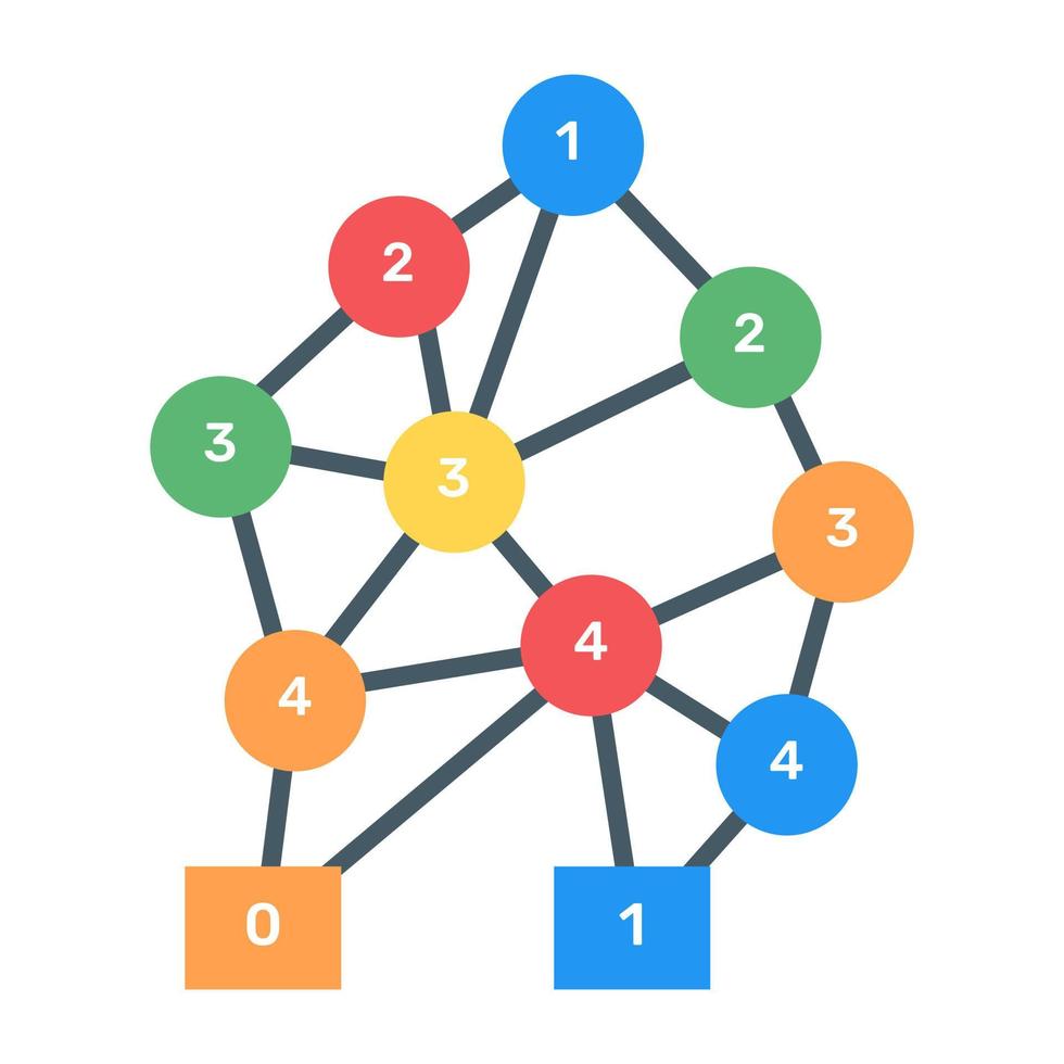 een binair boomdiagrampictogram in plat ontwerp vector