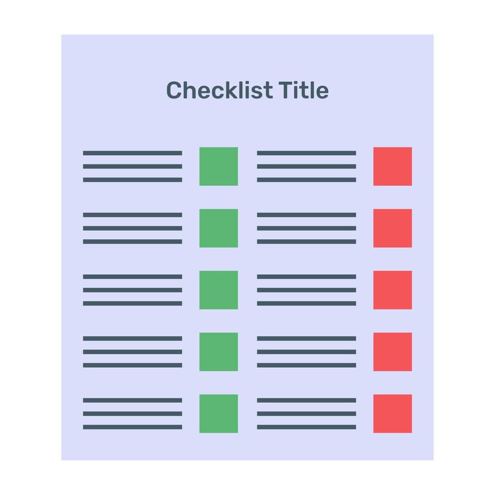 een platte vector van checklistsjabloon, bewerkbaar ontwerp