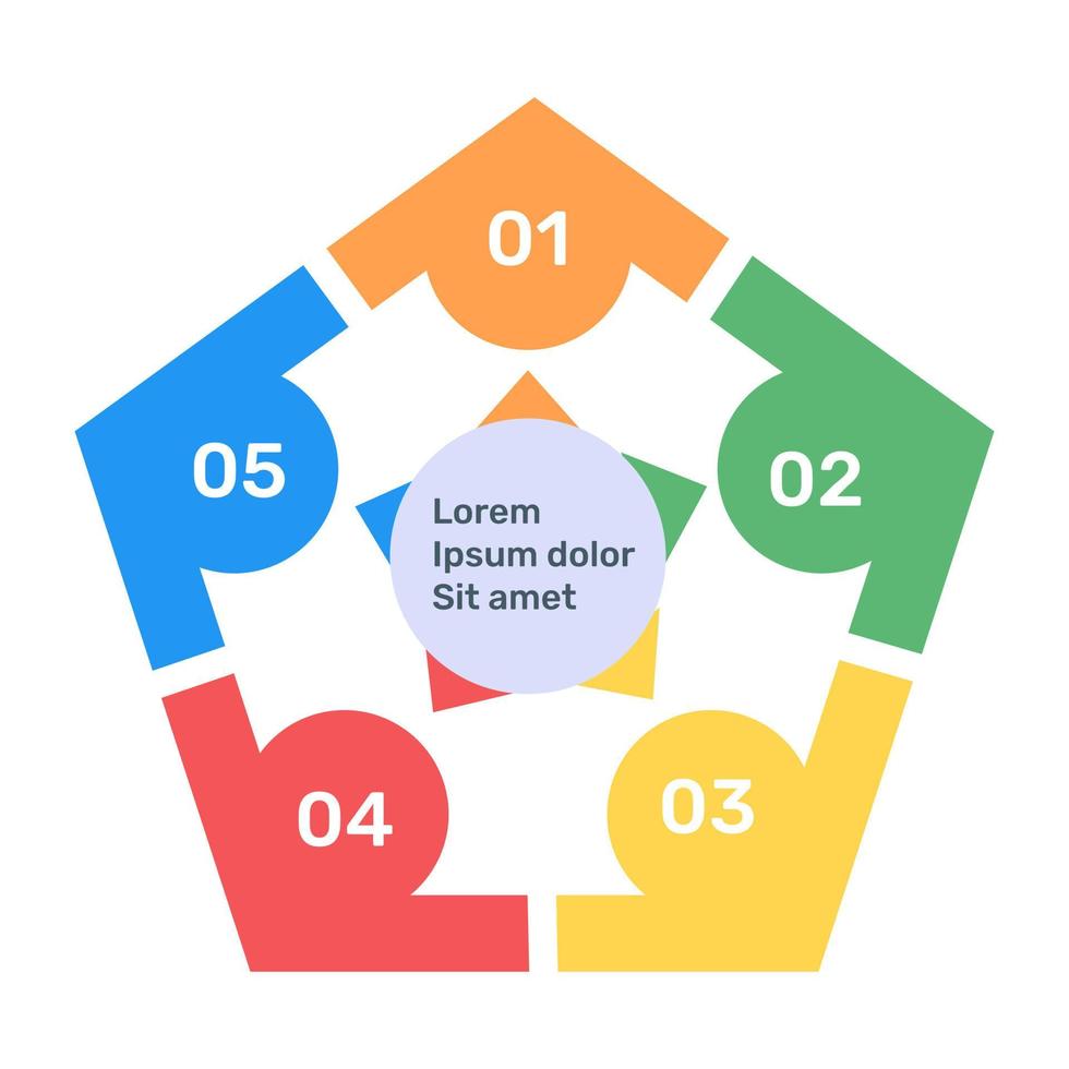 penta-diagram met zakelijke vertegenwoordiging in plat pictogram vector