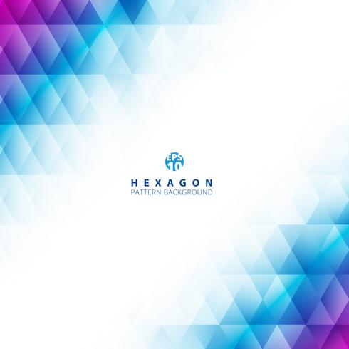 Abstract blauw en purper gradiëntkleur geometrisch hexagon patroon op witte achtergrond en textuur met exemplaarruimte. Creatieve ontwerpsjablonen. vector