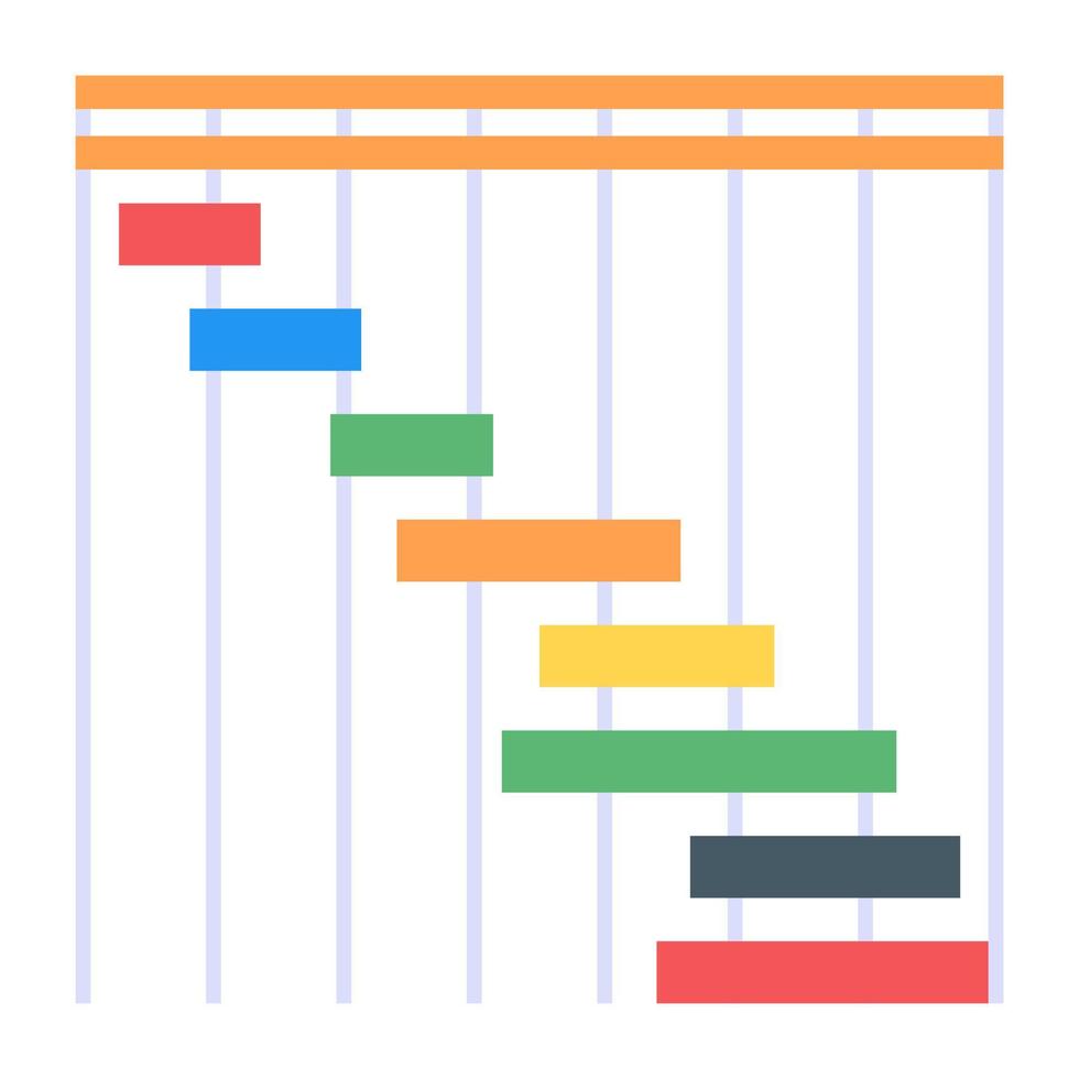 een perfect Gantt-grafiekpictogram in plat ontwerp vector