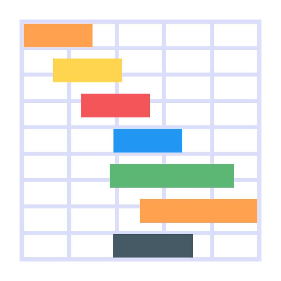 een perfect Gantt-grafiekpictogram in plat ontwerp vector