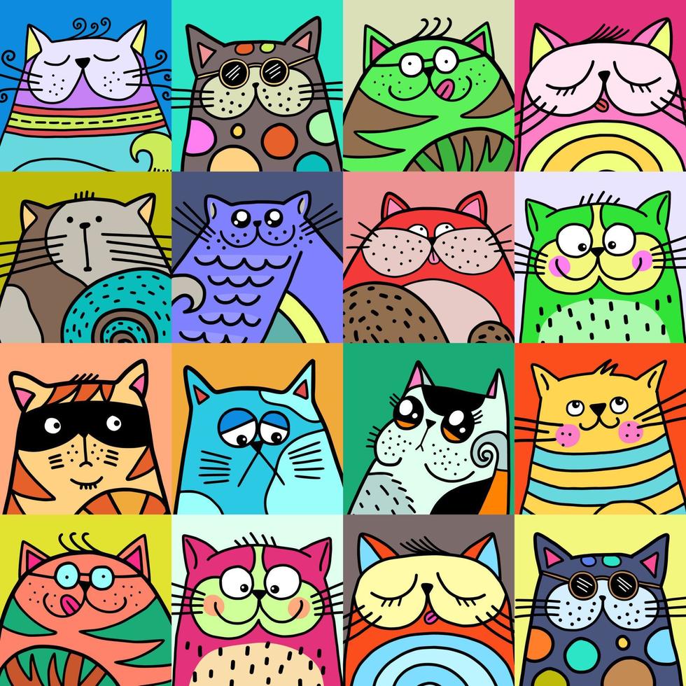 schattige doodle huisdier kattengemeenschap vector