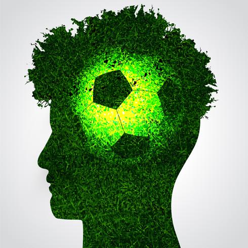 voetbal brein in menselijk hoofd vector
