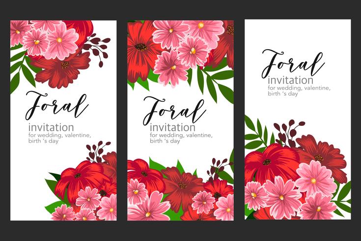 Bloemen bloem bruiloft banner kaart vector