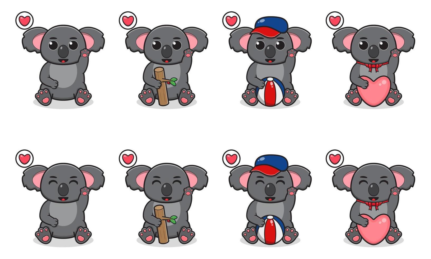 vectorillustratie van schattige zittende koala cartoon hand omhoog pose vector