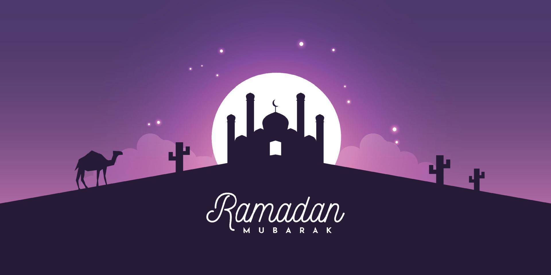 ramadan mubarak nachtelijke hemel landschap achtergrond illustratie sjabloonontwerp vector