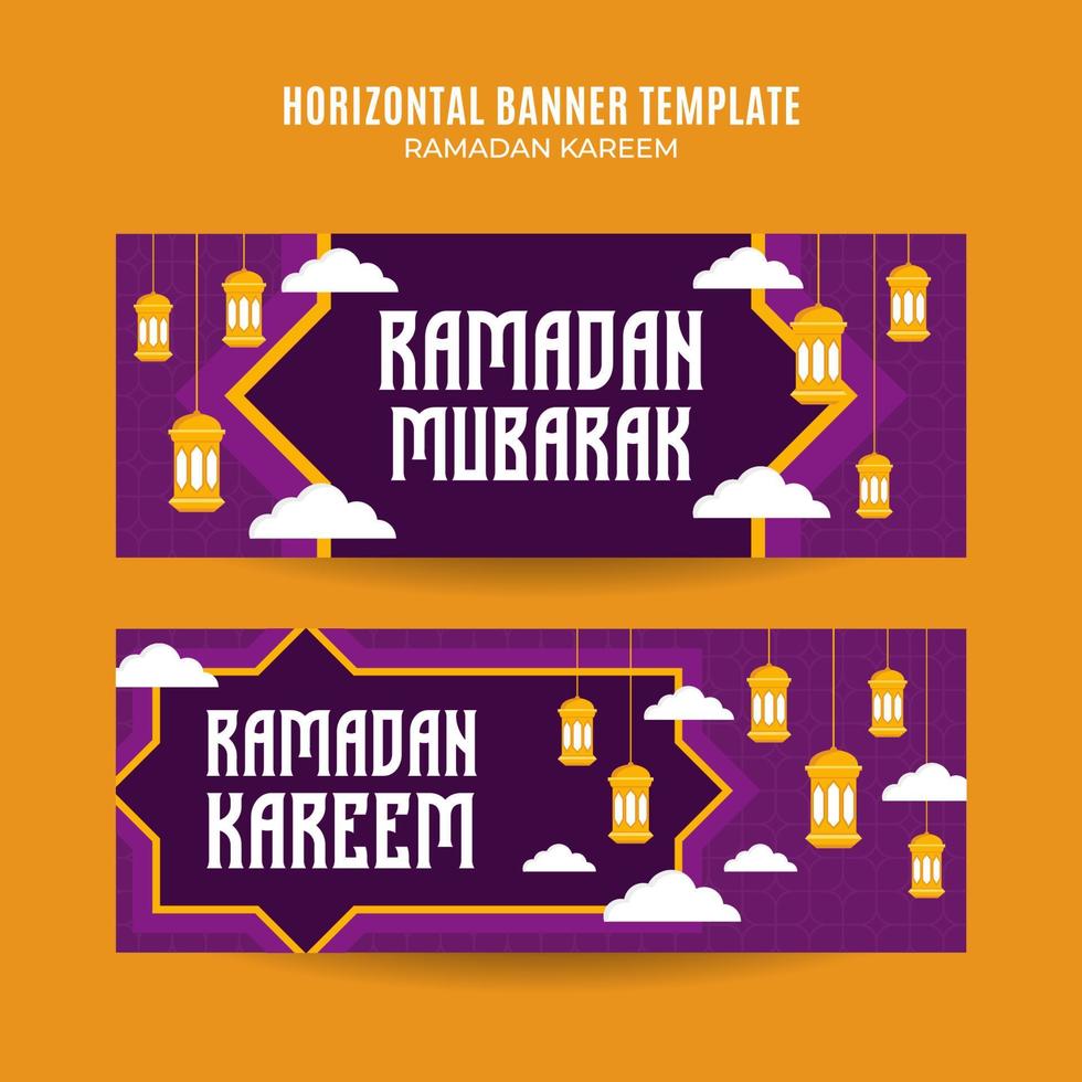 ramadan kareem horizontale webbanner ruimte en achtergrond vector