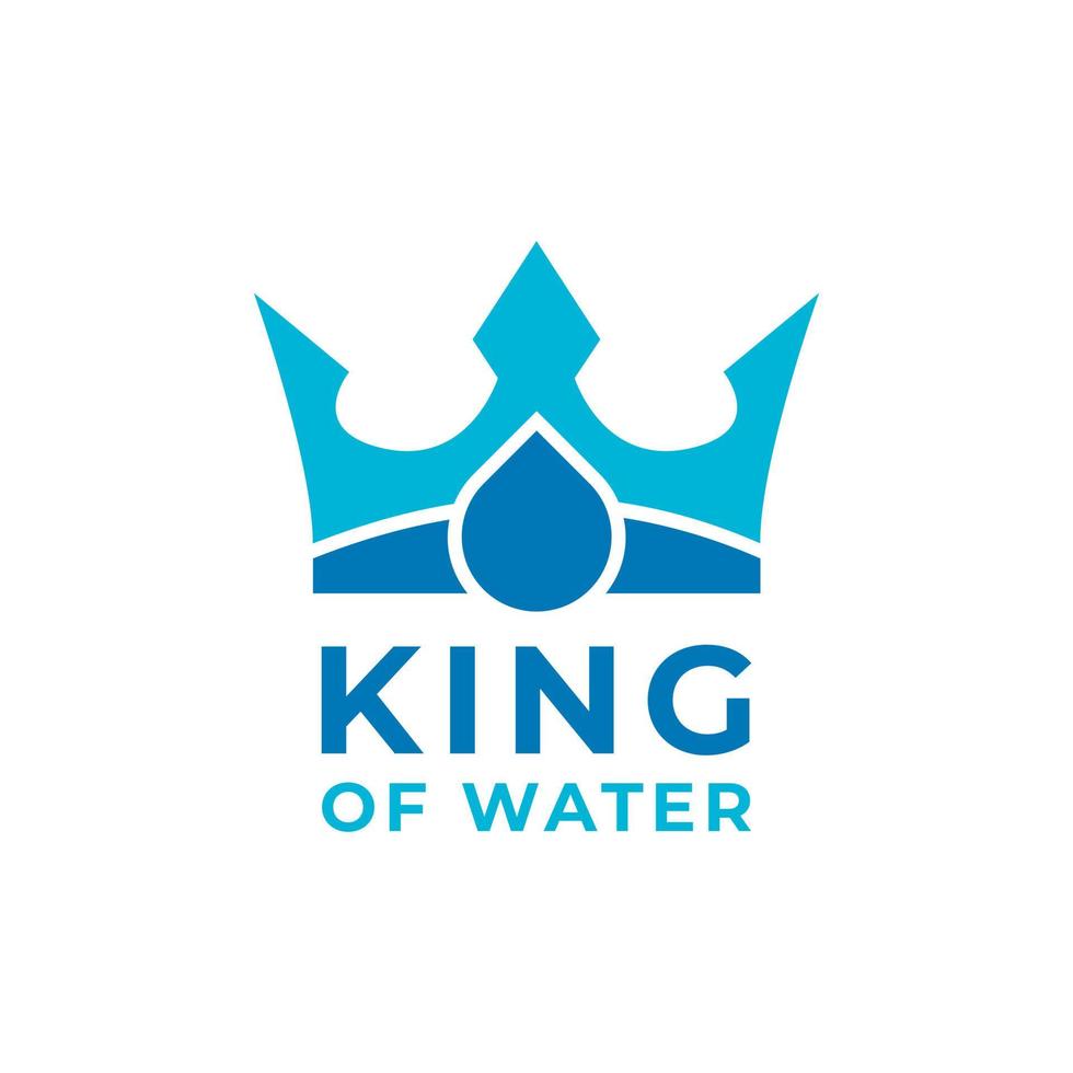 blauwe oceaan koning kroon en water zee golven voor boot schip logo ontwerp sjabloon element vector