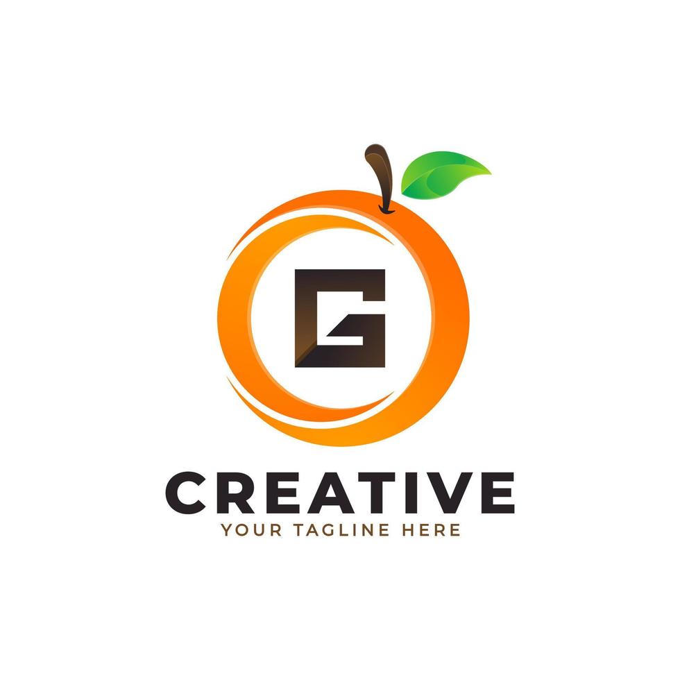 letter g-logo in vers oranje fruit met moderne stijl. merk identiteit logo's ontwerpen vector illustratie sjabloon