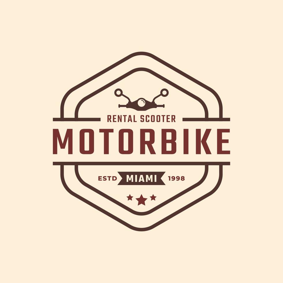 klassiek vintage retro label badge embleem motor en scooter verhuur logo ontwerp inspiratie vector