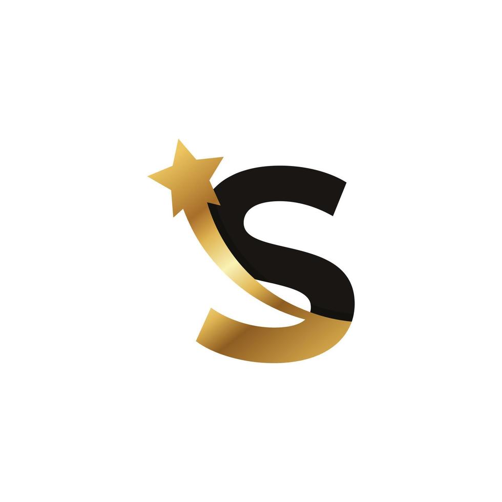 beginletter s gouden ster logo pictogram symbool sjabloon element vector