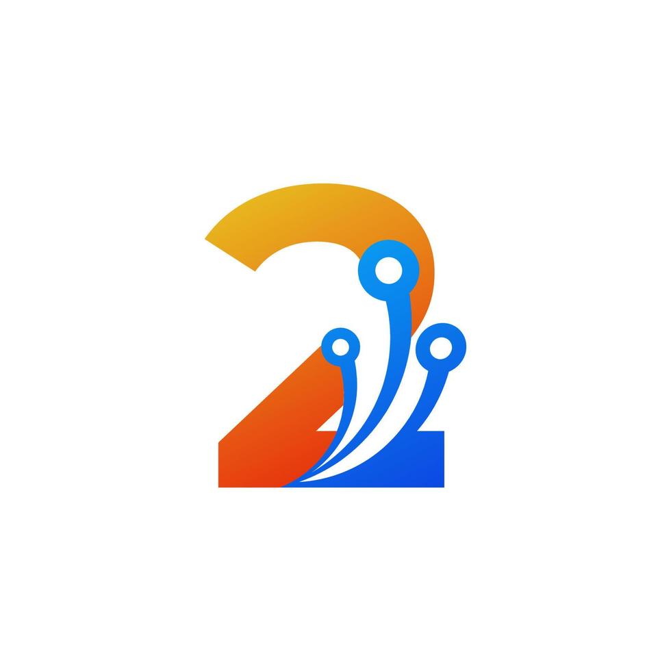 nummer 2 technologie logo ontwerpsjabloon element vector