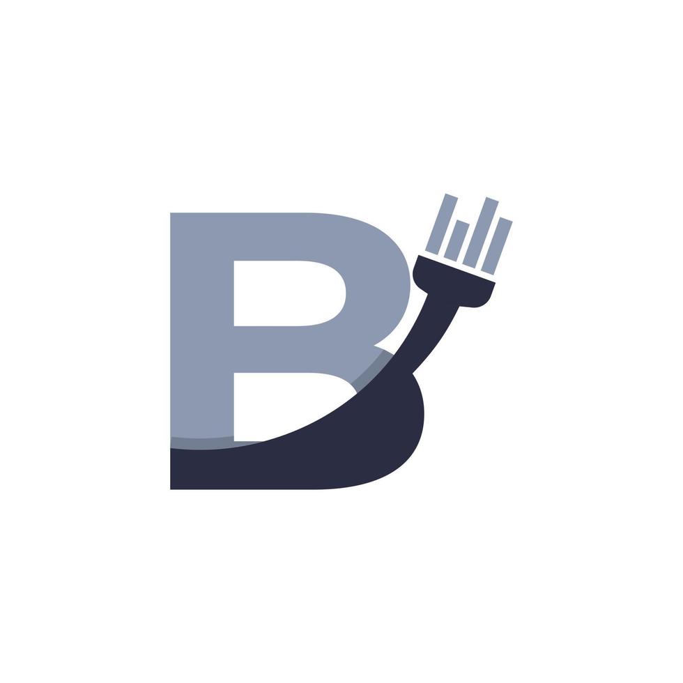 letter b penseel en verf met minimalistische ontwerpstijl vector