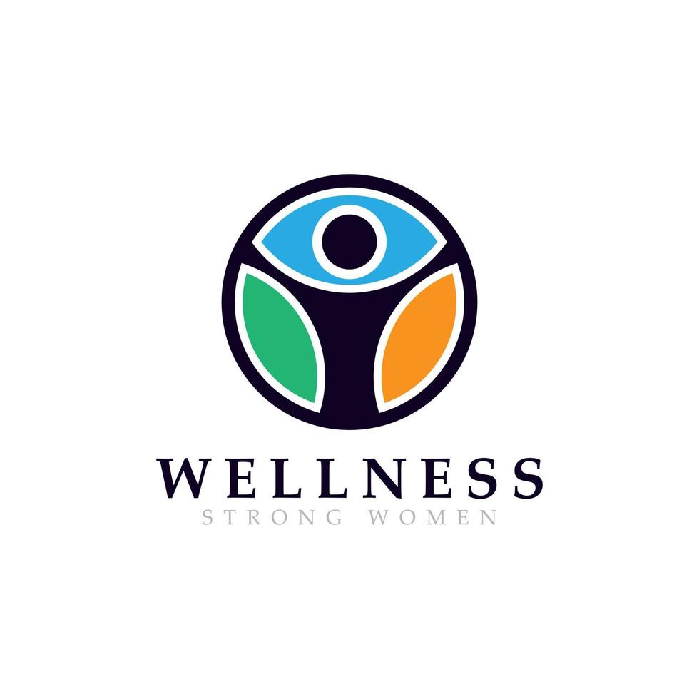 creatieve kleurrijke vrouw wellness en gezonde inspiratie voor logo-ontwerp vector