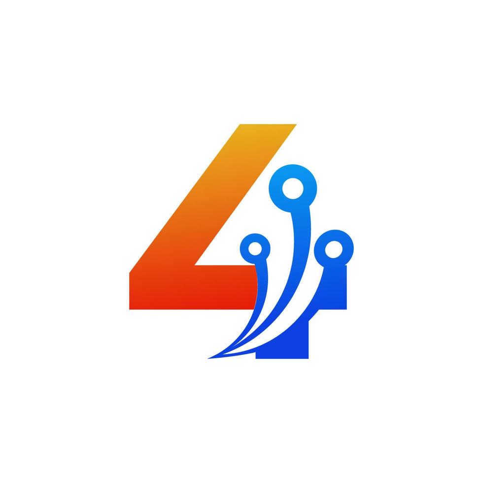 nummer 4 technologie logo ontwerpsjabloon element vector