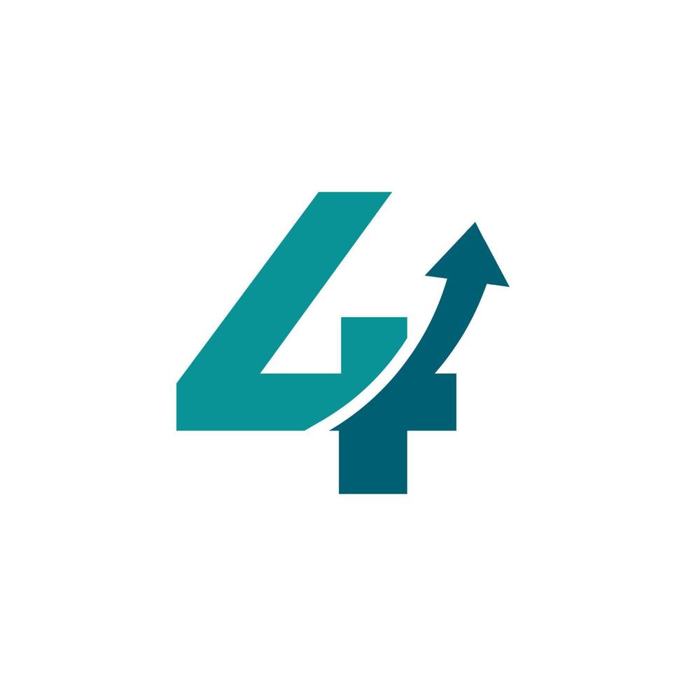 nummer 4 pijl-omhoog logo symbool. goed voor bedrijfs-, reis-, start-, logistieke en grafische logo's vector