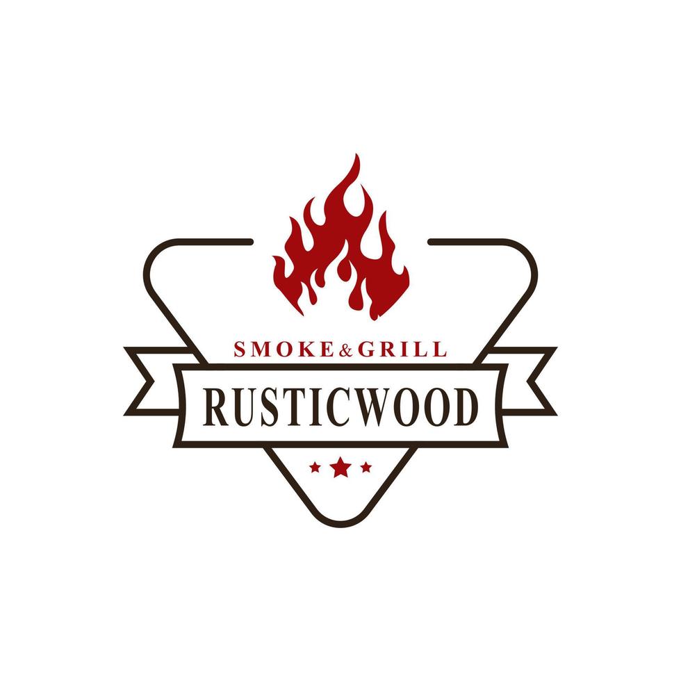 vintage retro badge voor rustieke bbq grill, barbecue, barbecue label stempel logo ontwerp sjabloon element vector