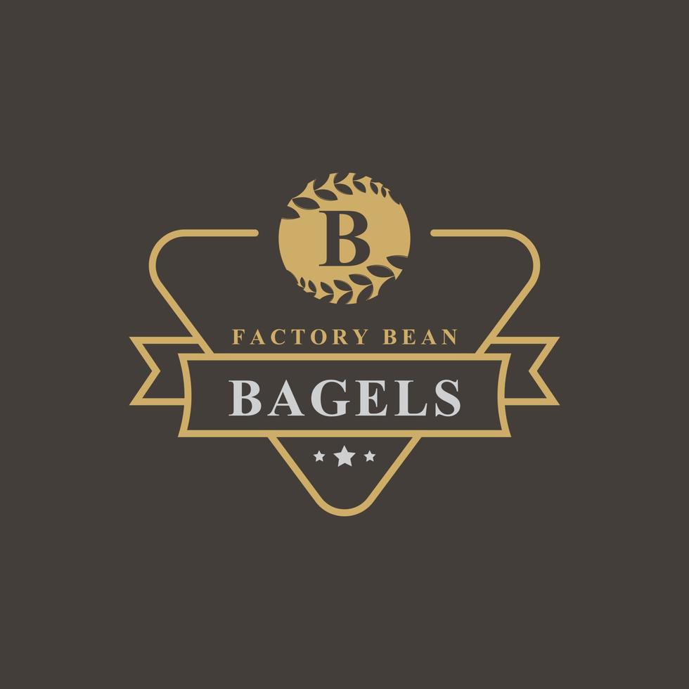 vintage retro badge voor letter b voor bagels logo embleem ontwerp symbool vector