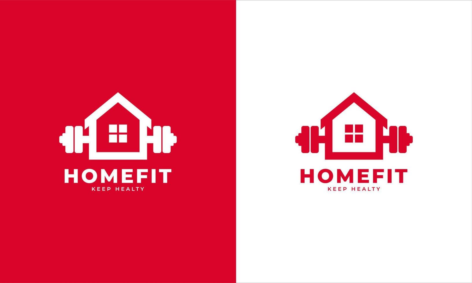 barbell huisje. fitness thuis logo-ontwerpelement sjabloon. vector