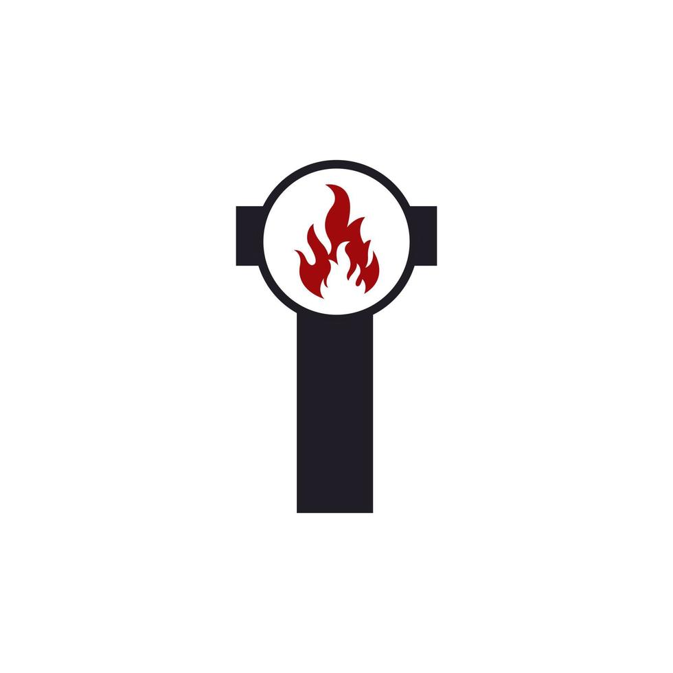 beginletter t met vlam vuur logo ontwerp inspiratie vector