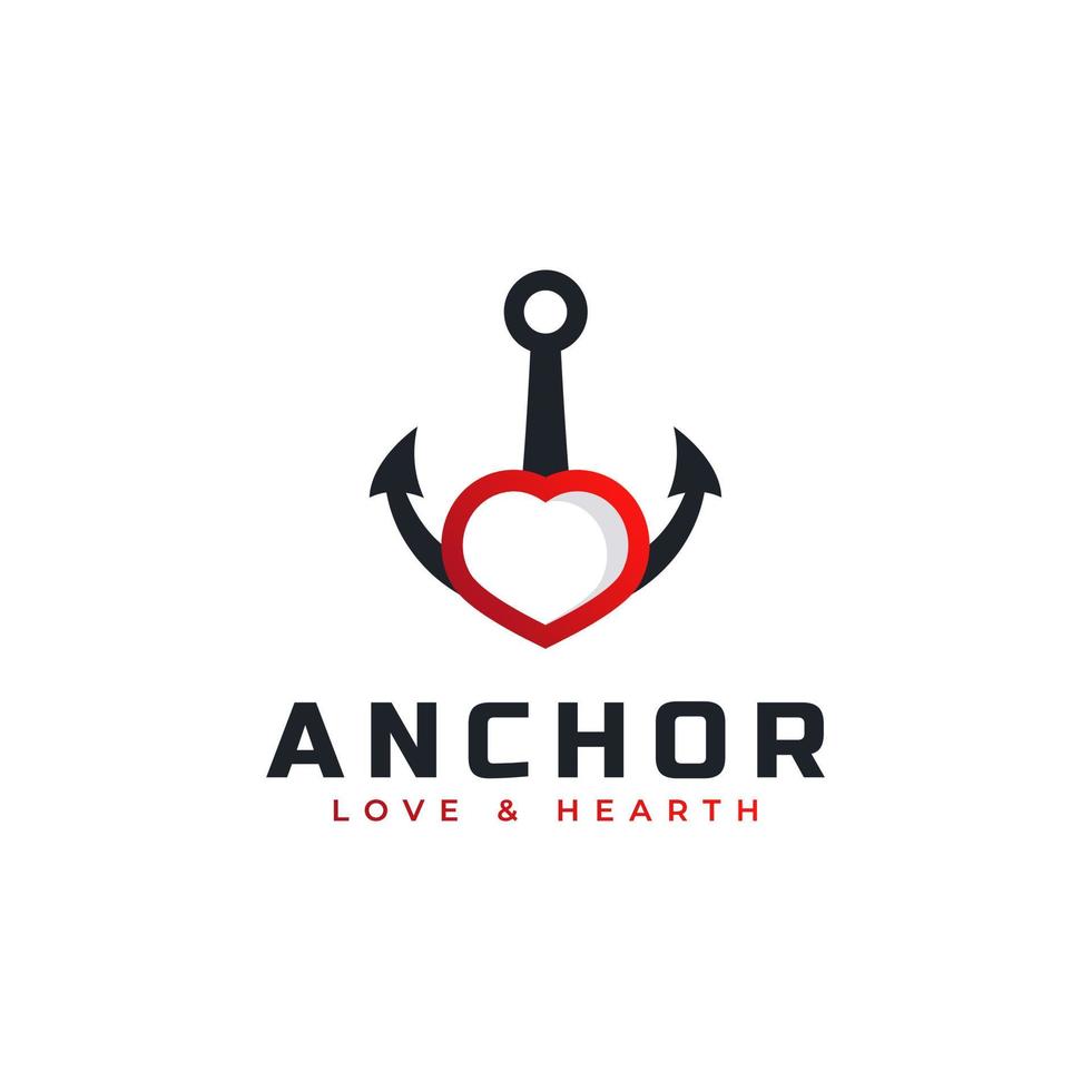 anker en hart pictogram logo symbool sjabloon vector