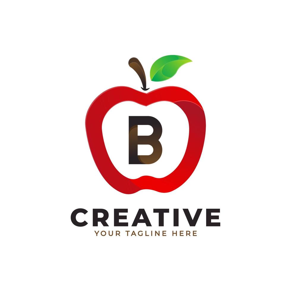 letter b-logo in vers appelfruit met moderne stijl. merk identiteit logo's ontwerpen vector illustratie sjabloon