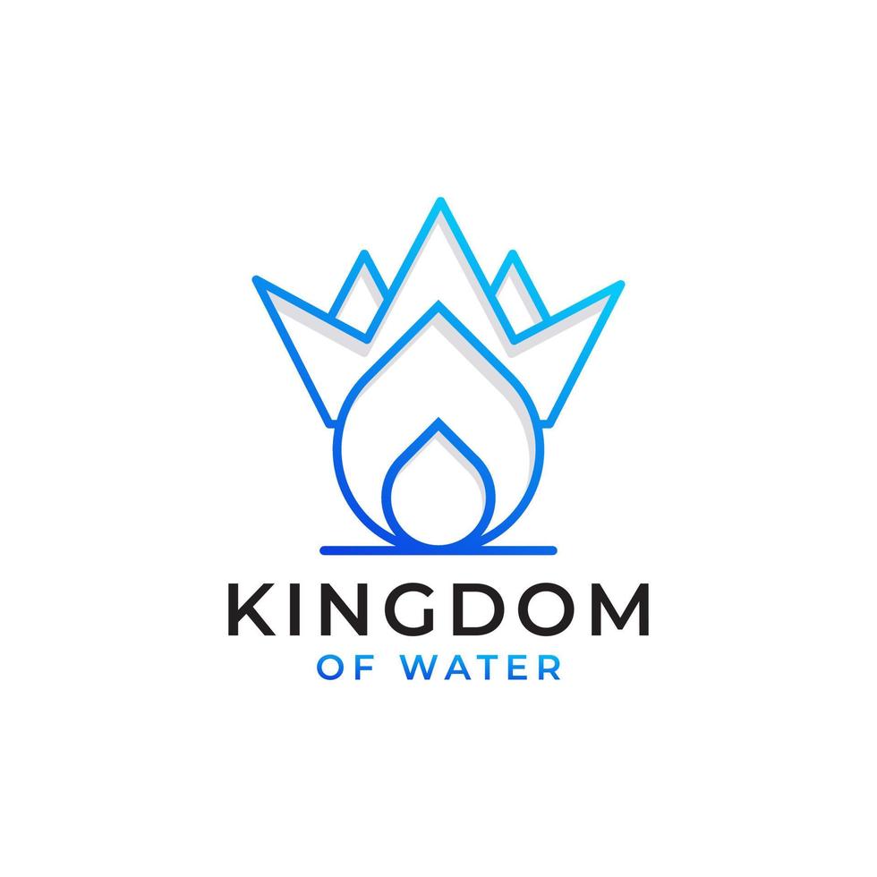 blauwe oceaan koning kroon en water zee golven voor boot schip logo ontwerp sjabloon element vector