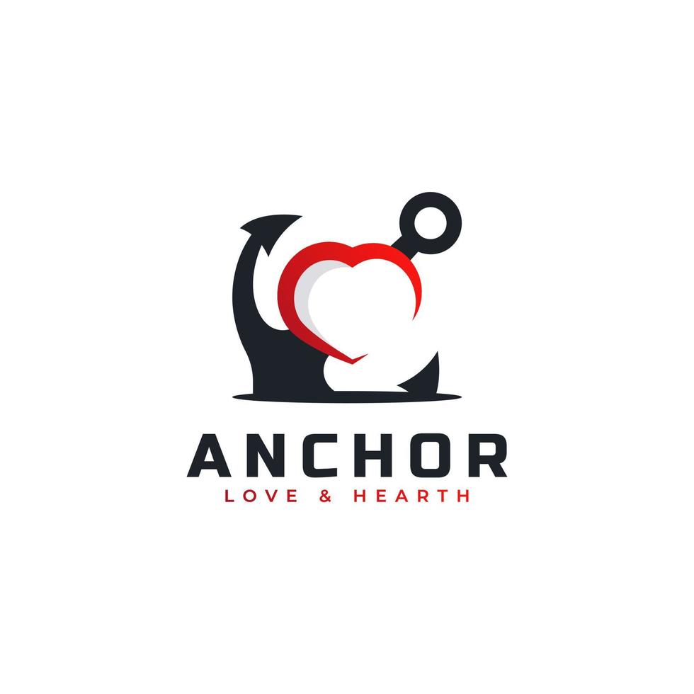 anker en hart pictogram logo symbool sjabloon vector